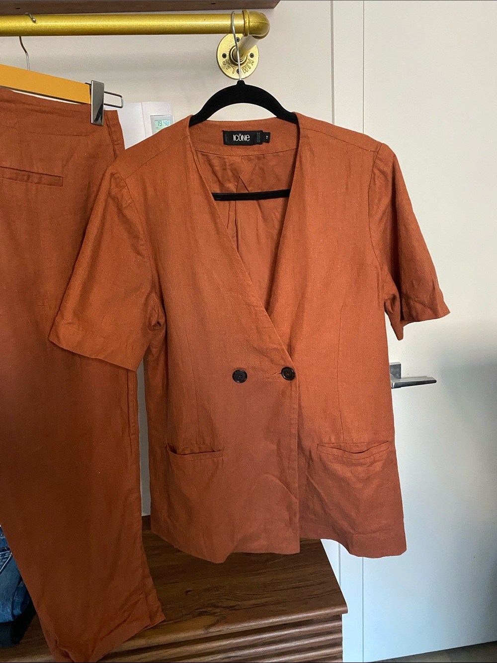 Simons Rust Orange Linen-Blend Jacket - Picture 4 of 17